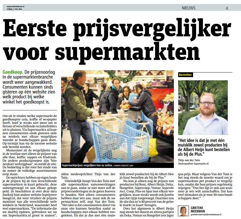 Metro: Eerste prijsvergelijker voor supermarkten
